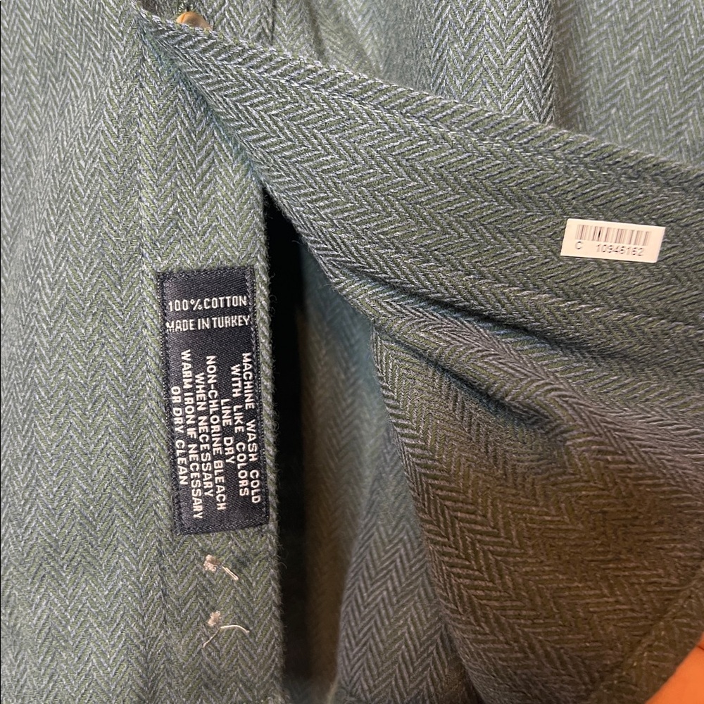 Turtleson Herringbone Pattern Cotton Button-Down … - image 3